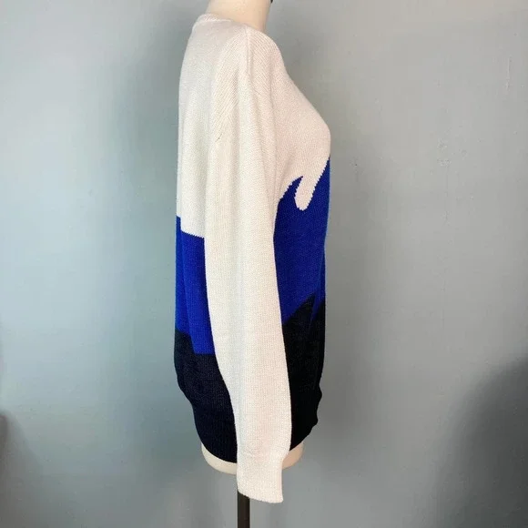 TOPLIKE Vintage Dolphin Ocean Waves Angora Blend Crew Neck Sweater Womens Size L - Picture 3 of 16